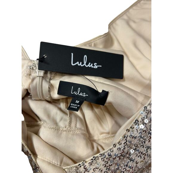 NWT LULUS Gold Embellished Sequin Sleeveless Plunge V-Neck Romper Women's Medium - Picture 7 of 11